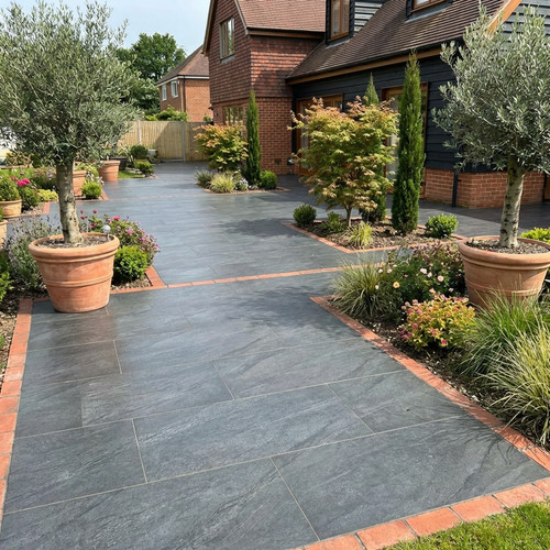 Porcelain paving slabs black - paving,
