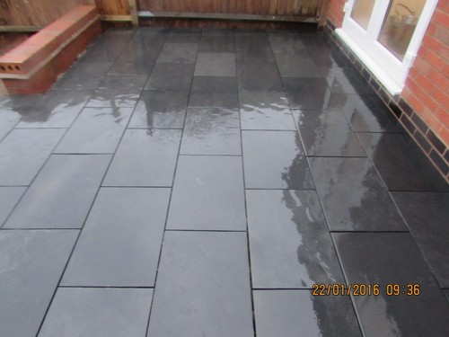 Black slate paving patio - paving, slabs
